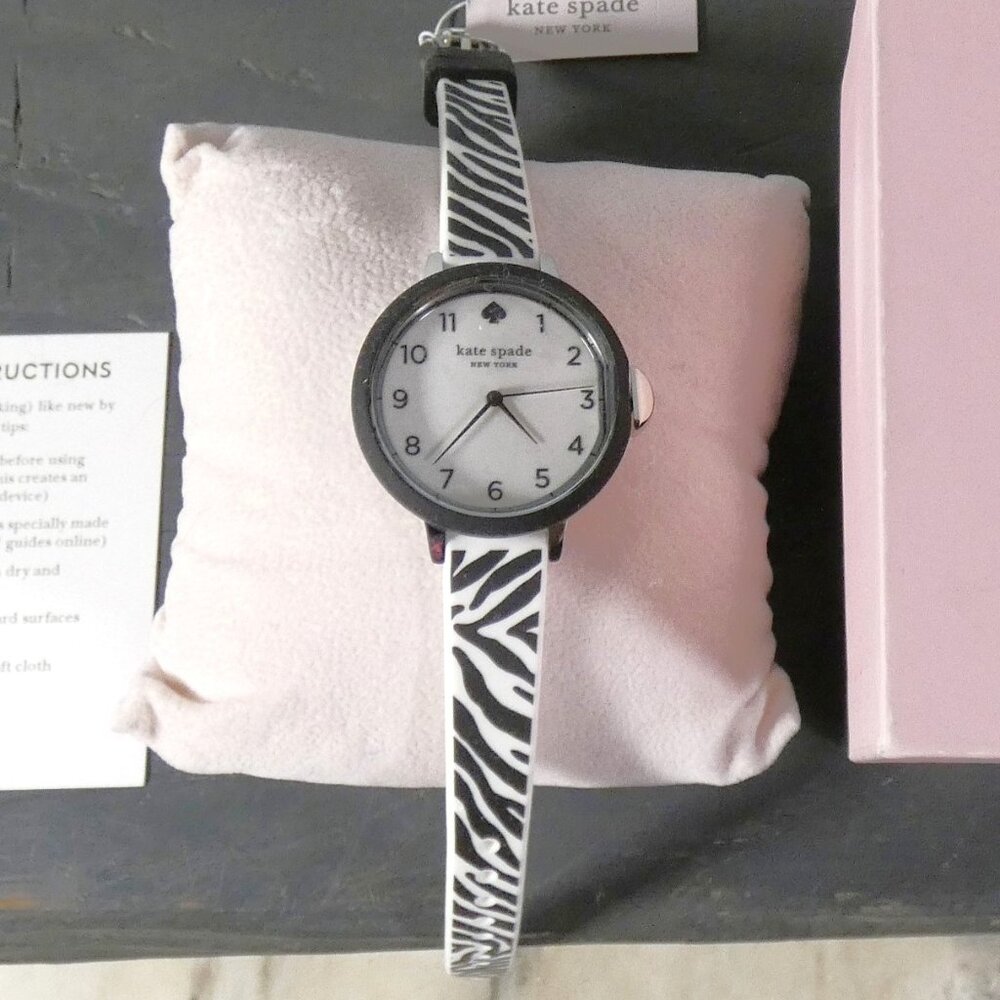 Kate Spade New York Park Row Stainless Steel and Silicone Quartz Watch Zebra